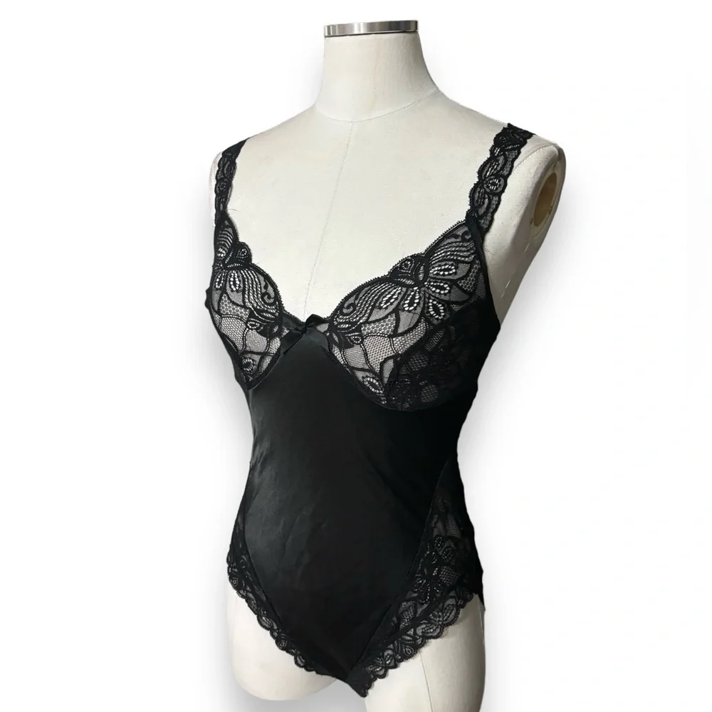 ST. MICHAEL Black Lace Bodysuit VINTAGE